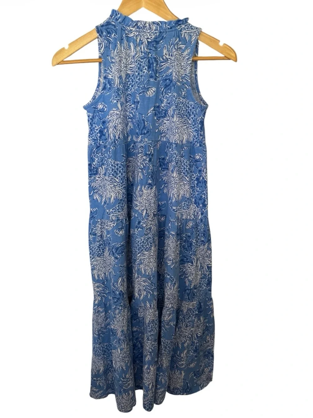 Lilly Pulitzer Blue & White Tiered V-Neck Maxi Dress